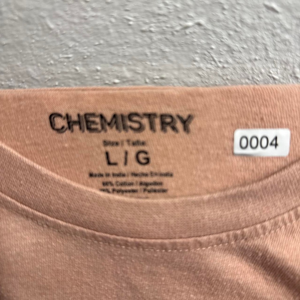 Chemistry Womens Tropical Vacation Graphic T-Shirt Pink Tan Size Large